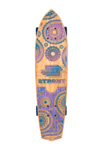 Diamond Tail Cruiser Skateboard in Bamboo - Bandit in Radiant Orchid and Blue Tie-Dye