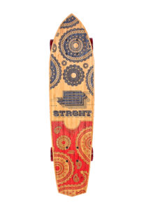 Diamond Tail Cruiser Skateboard in Bamboo - Bandit in Blue and Red