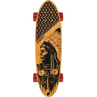 Classic Cruiser Skateboard in Bamboo - Skates with Wolves Design
