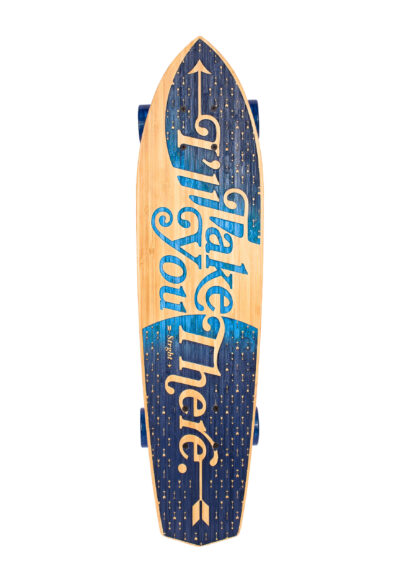 Diamond Tail Cruiser Skateboard in Bamboo - I'll Take You There in Navy and Neon Blue